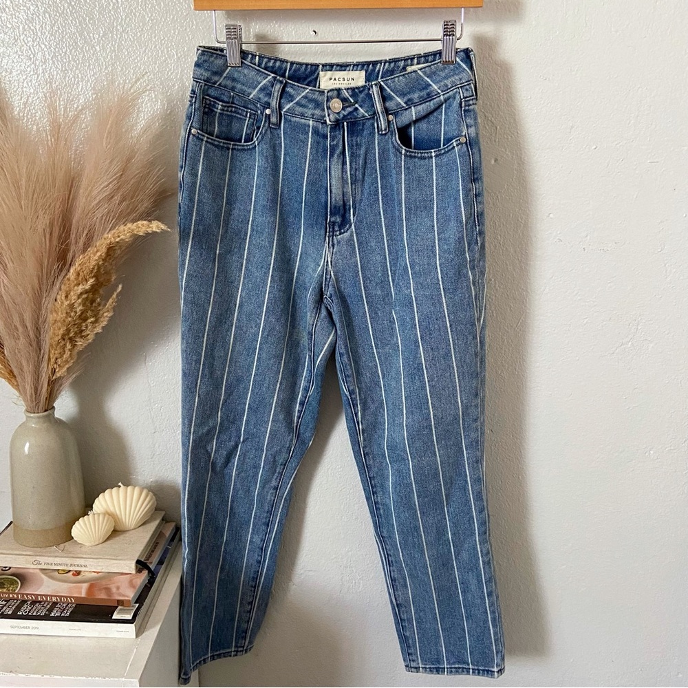 Pacsun high waisted mom jeans with white stripes